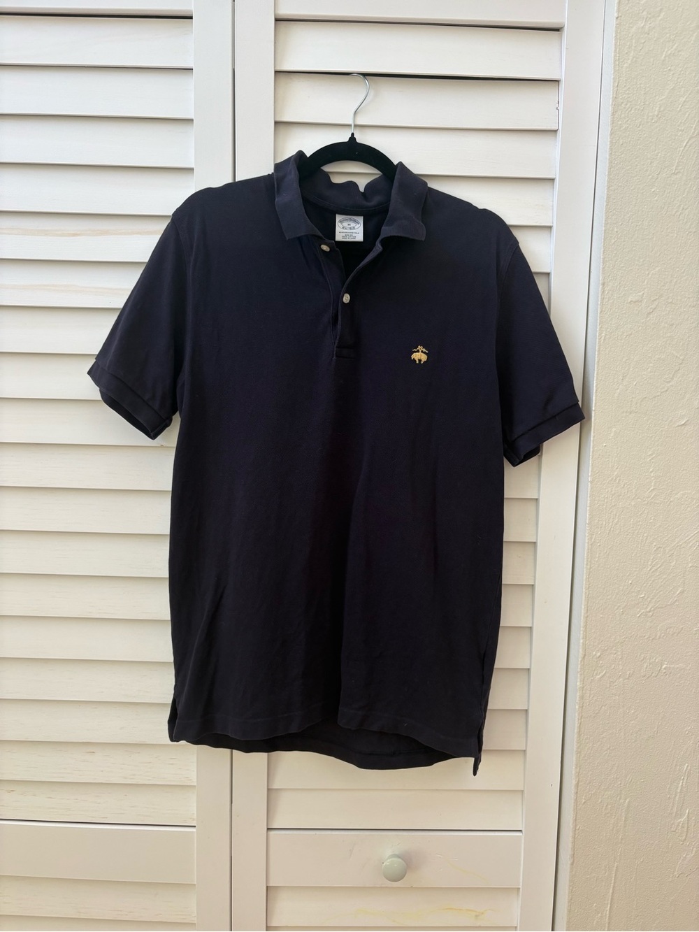 Brooks Brothers Performance Polo Slim Fit Black Pique Cotton Short Sleeve M